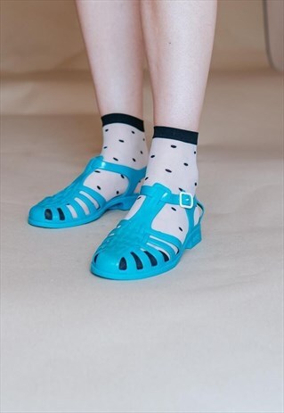 VINTAGE 90S ELECTRIC BLUE JELLY SANDALS
