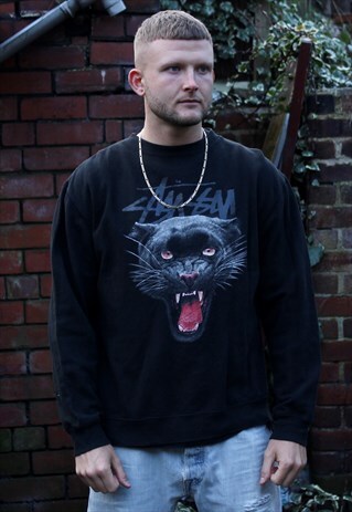 STUSSY PANTHER CREW NECK SWEATSHIRT LARGE