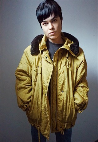 90S VINTAGE MUSTARD SHINY COAT