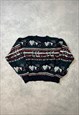 Vintage Abstract Knitted Jumper Funky Patterned Sweater