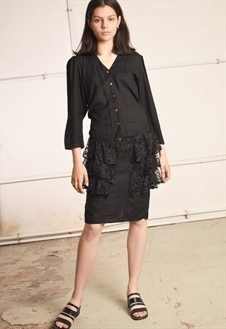 90'S RETRO MESH RUFFLE DETAILED PARIS CHIC EVENING DRESS
