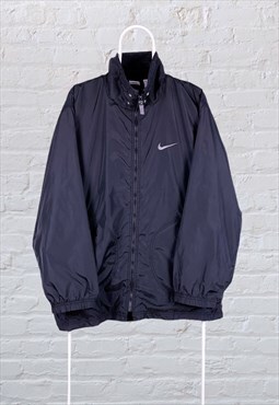 Vintage Nike Jacket Spell Out Swoosh Black XL