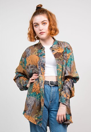 VINTAGE 90'S MULTICOLOURED PATTERN FESTIVAL SHIRT
