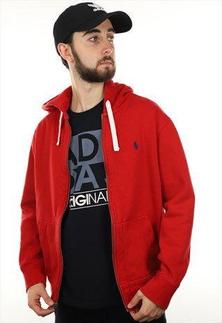 VINTAGE RALPH LAUREN ZIP UP SMALL LOGO HOODIE SWEATSHIRT