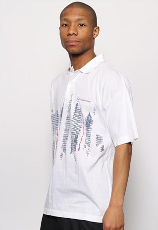 VINTAGE SERGIO TACCHINI LOGO POLO SHIRT WHITE