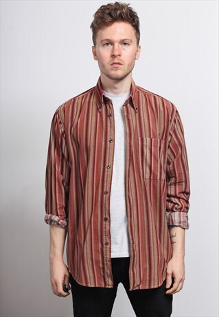 VINTAGE CORDUROY CORD STRIPED SHIRT