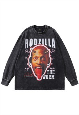 Rodzilla t-shirt vintage wash Dennis Rodman top long tee