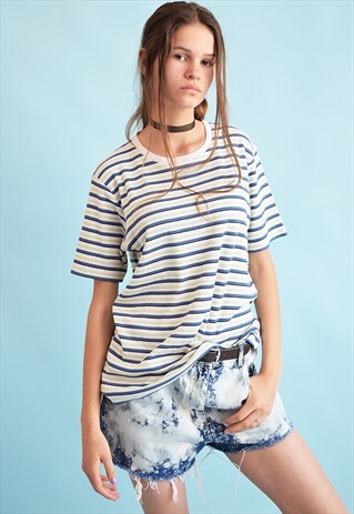 VINTAGE 90'S RETRO STRIPED KNIT OVERSIZED TOP T-SHIRT