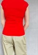 VINTAGE RED TOP, INNOVATIVE BLOUSE, SLEEVELESS TEE, 90S TOP
