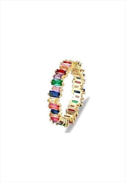 Rainbow Ring, Multicoloured Zircon Rainbow Ring