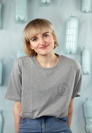 ORGANIC T-SHIRT IN GREY WITH SHARK PRINT