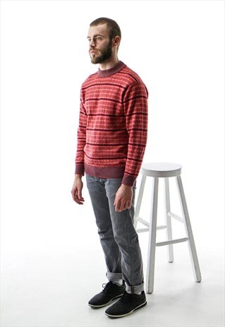 STRIPPED RED SWEATER /RED NAUTICAL VINTAGE SWEATER