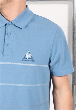 Vintage Le Coq Sportif Polo Shirt Blu Short Sleeve Medium