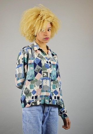 VINTAGE 80'S PRINT BLOUSE
