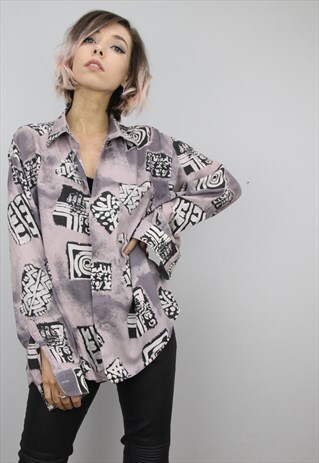 VINTAGE 80S/90S OVERSIZED PATTERNED SHIRT