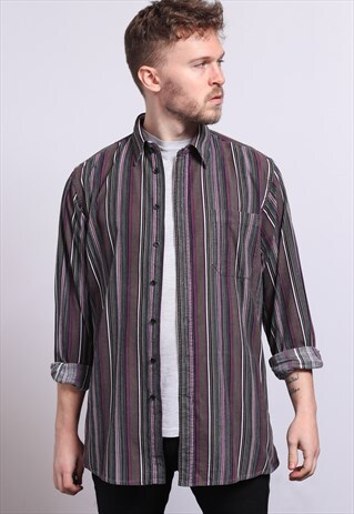 VINTAGE CORDUROY CORD STRIPED SHIRT