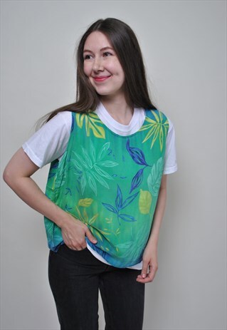 TRANSPARENT FLORAL TOP, Y2K SUMMER FASHION TANK - XL