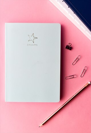 DREAMS A5 DAILY PLANNER NOTEBOOK IN AQUA WITH GOLD STAR