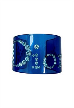 Dior Bracelet Cuff Bangle Monogram Logo Crystal Vintage