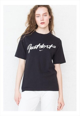 90S VINTAGE BLACK NIKE LOGO CREW NECK T-SHIRT