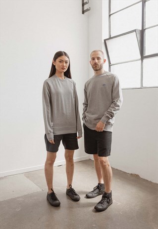 ZEN UNISEX ORGANIC COTTON CREW SWEATER (GREY)