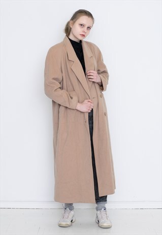 VINTAGE LIGHT BROWN LONG RETRO COAT