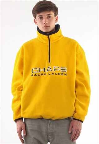 VINTAGE CHAPS X POLO RALPH LAUREN PULLOVER JACKET 90S YELLOW
