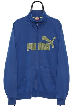 Vintage Puma Spellout Blue Zip Up Sweatshirt Womens