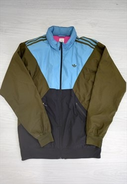 00s Windbreaker Jacket Blue Green Packable Hood Festival