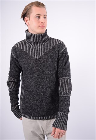 VINTAGE VERSACE JUMPER SWEATER STRIPES GREY