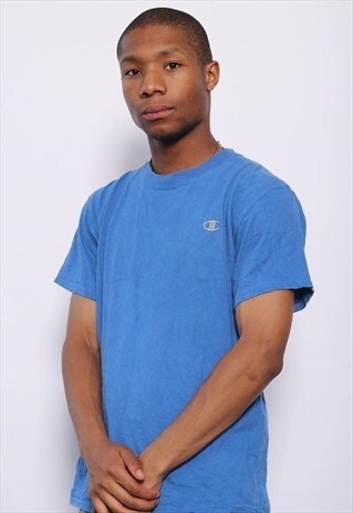 VINTAGE CHAMPION CHEST LOGO T-SHIRT BLUE
