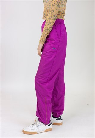 VINTAGE 90S FILA PINK SHELL TRACKSUIT BOTTOMS