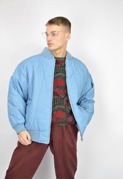 Vintage blue oversize bomber puffer jacket
