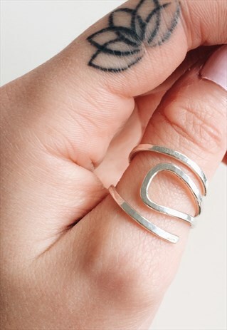 STERLING SILVER ABSTRACT SQUARE RING