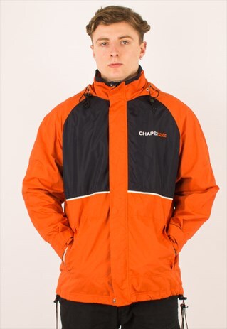 VINTAGE ORANGE NAVY CHAPS RALPH LAUREN ANORAK JACKET MEDIUM