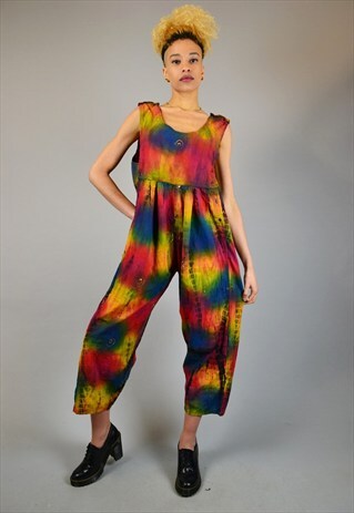 VINTAGE MULTI-COLOURED TIE-DYE JUMPSUIT