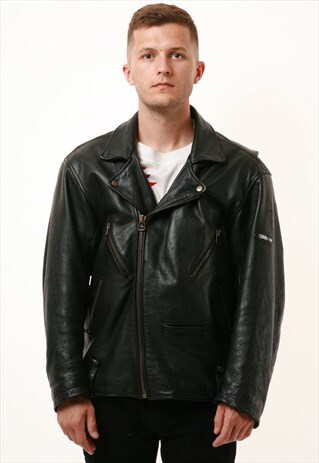 RARE VINTAGE BELOTOURS BIKE WEAR HEAVY LEATHER JACKET 15664