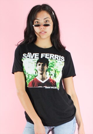 VINTAGE 90S T-SHIRT Y2K SAVE FERRIS BLACK PRINT