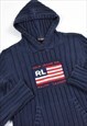 VINTAGE RALPH LAUREN POLO JEANS CO. KNIT HOODIE IN NAVY