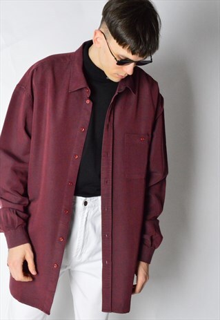 VINTAGE 90S BURGUNDY RED LONG SLEEVE SHIRT