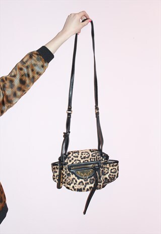 90S VINTAGE SAM EDELMAN LEOPARD PRINT SHOULDER BAG