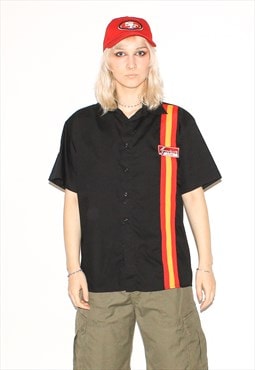 Vintage 90s Nascar print short sleeve shirt in black