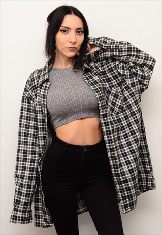 VINTAGE 90'S GRUNGE CHECKED FLANNEL OVERSIZED SHIRT