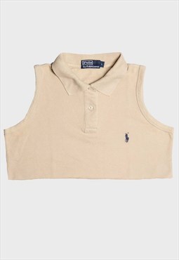 Y2k Ralph Lauren Cropped Beige Sleeveless Polo Shirt