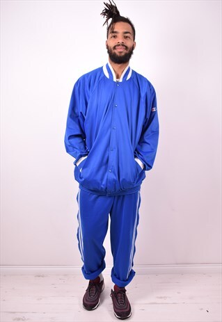 CHAMPION MENS VINTAGE FULL TRACKSUIT XL BLUE 90S