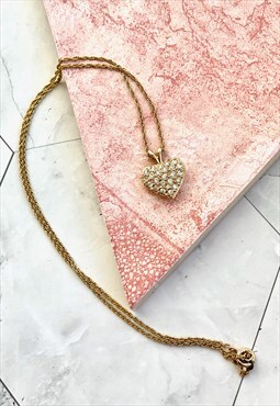 90s Gold Heart Necklace Cute Pendant Vintage Jewellery 