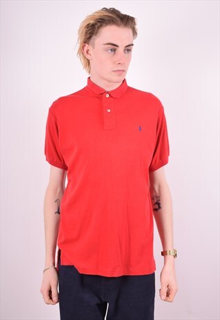 POLO RALPH LAUREN MENS VINTAGE POLO SHIRT LARGE RED 90'S