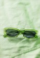 GREEN ROUNDED RECTANGLE 90S LOOK SUNGLASSES