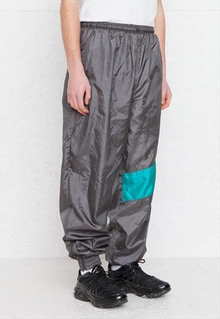 VINTAGE RETRO GREY TRACK BOTTOMS JOGGERS