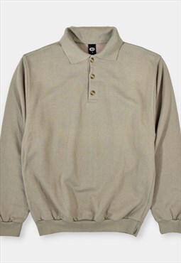 Vintage Sweatshirt Button Up Logo Brown